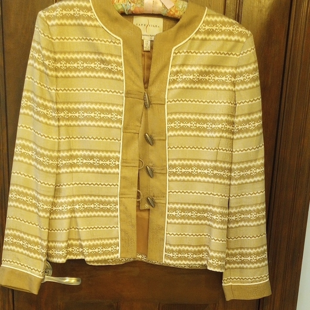 Adrianna Papell Tan Blazer with Textured Pattern